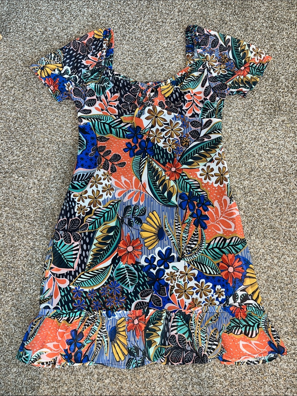 LILI SIDONIO Floral Multicolor Short Sleeve Summer Dress